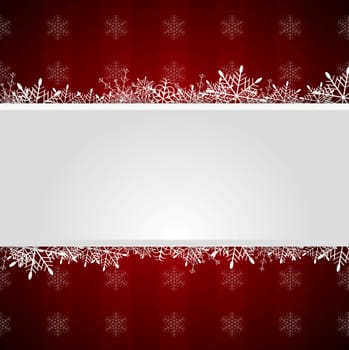 Red Christmas greeting background with snowflakes