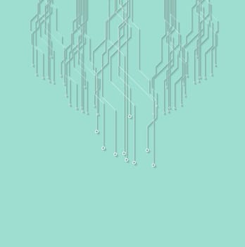Flat minimal cyan circuit board tech background