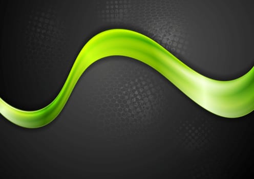 Green glowing wave abstract design