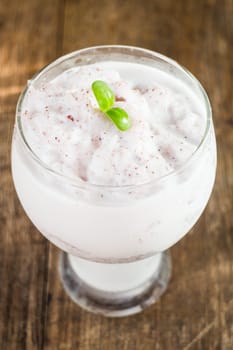 Berry rice milk frappe homemade drink, stock photo