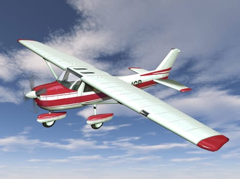 small airplane on sky background