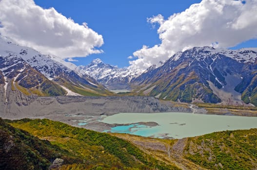 Mt Cook (Aoraki) and the Hooker Glacier and its valley