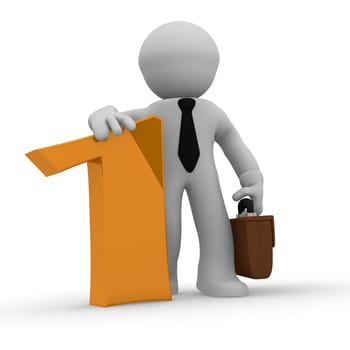 3d business character with a golden number one