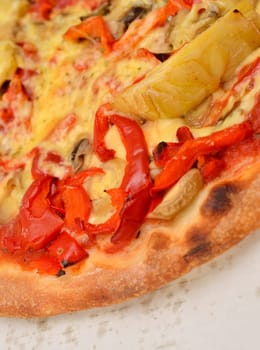 Pizza on a paper box