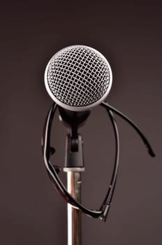 Microphone in a studio with sun glasses