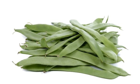 flat green beans isolated on white background