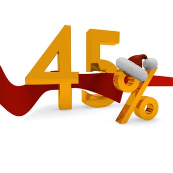 45 percent Christmas discount with a red ribbon