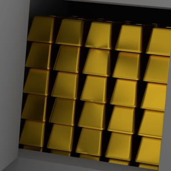 Close up of stacked gold bars