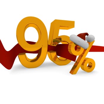 95 percent Christmas discount with a red ribbon