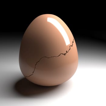 Close up of a brown cracked egg