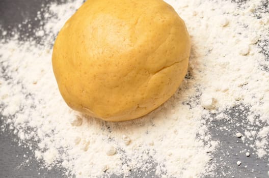 Dough ball on flour