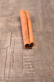 Cinnamon on a rustic wooden table