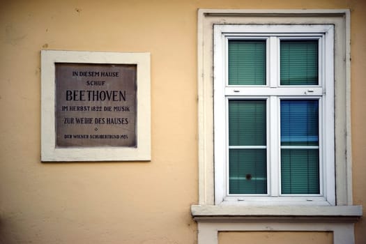 Baden near Vienna,Austria - November 14,2015: The entrance of the restaurant Zum Reichsapfel,covered with climbing plants and decorated with signs,on 14 November 2015 in Baden near Vienna.