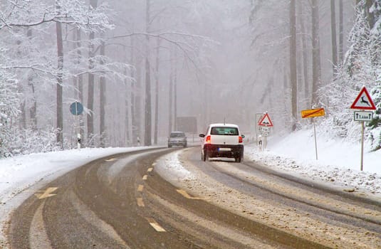 Winter break - snowy road