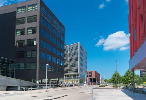 Modern office buildings in Almere, netherlands. It is the youngest and fastest growing city in the country, founded around 1975.