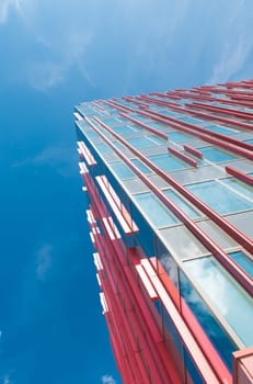 exterior of a modern office building in Almere, netherlands. It is the youngest and fastest growing city in the country, founded around 1975.