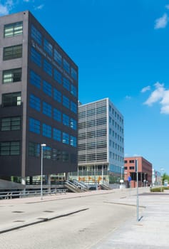 Modern office buildings in Almere, netherlands. It is the youngest and fastest growing city in the country, founded around 1975.