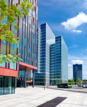 Modern office buildings in Almere, netherlands. It is the youngest and fastest growing city in the country, founded around 1975.