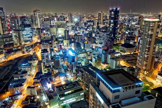 Osaka, Japan city skyline at the landmark Umeda District.