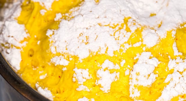 Saffron Bun Dough close up.