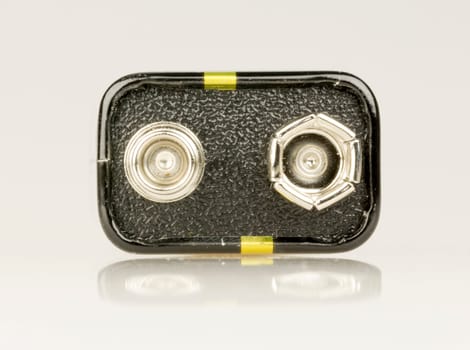 9 Volt Battery Close Up on white background.