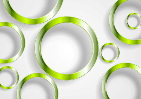 Green shiny circles on white background