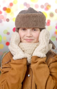 a pretty young girl with fur hat, russian chapka style