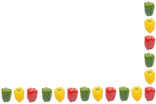 red peppers, yellow and green isolated on a white background