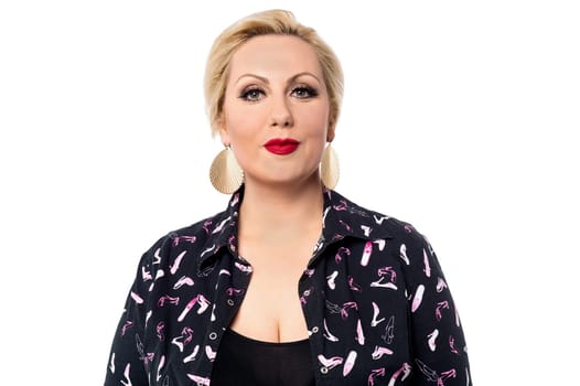 Middle aged woman giving a sarcastic look
