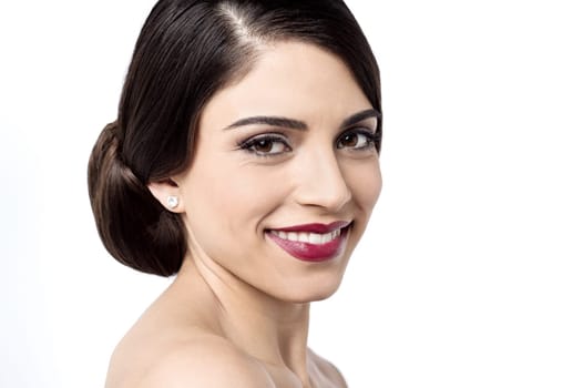 Close up image of a young stylish woman