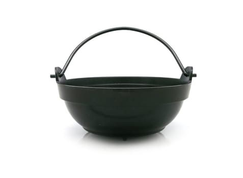 black metal handle bowl on white background
