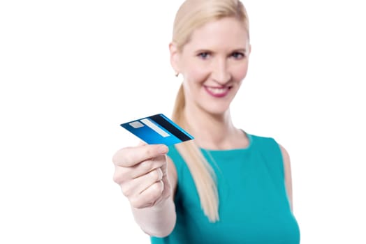 Pretty woman lending her credit card to you