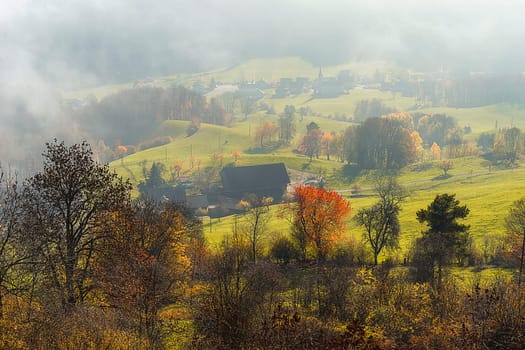 Fog mood with sunlight in the Solothurn Jura