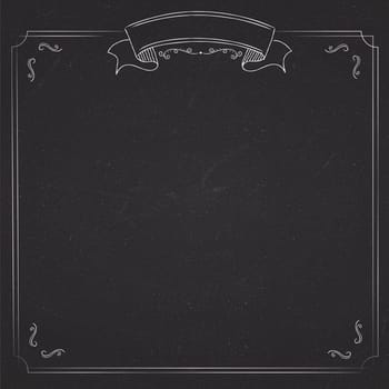 Black blackboard background with classic ribbon and border