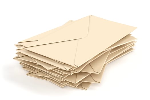 Group of envelopes on white background