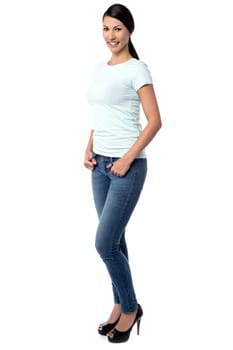 Full length image of a smiling woman