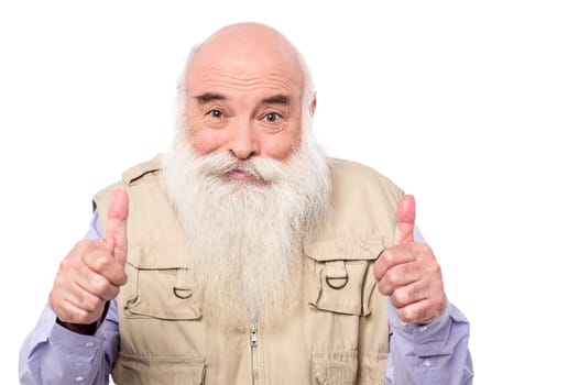 Image of a senior male with double thumbs up