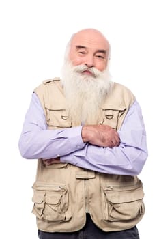 Senior man with crossed arms posing to camera
