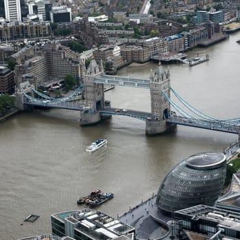 LONDON, UK - JUNE 10, 2015: Aerial view of River Thames