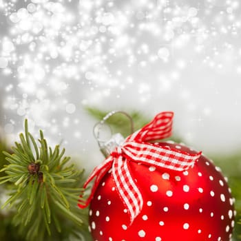 Sparkling Christmas background with red baubles