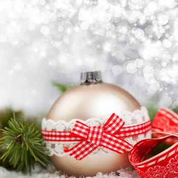 Sparkling Christmas background with red baubles