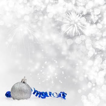 Sparkling Christmas background with blue baubles