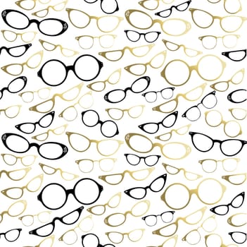 Vintage hipster glass icon set seamless pattern. EPS10 vector.