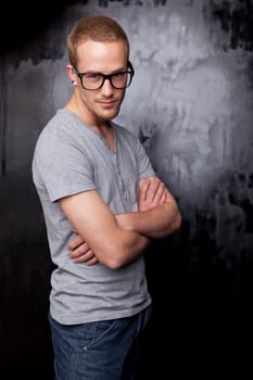Good looking men, studio shot, metrosexual gay, casual clothing