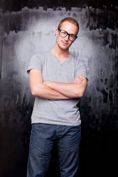 Good looking men, studio shot, metrosexual gay, casual clothing