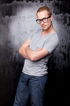 Good looking men, studio shot, metrosexual gay, casual clothing