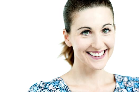 Middle aged woman posing with cute smile