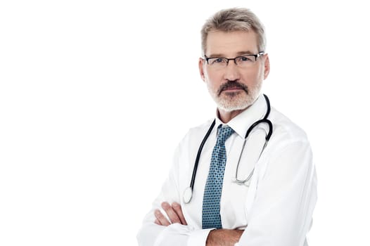 Image of a mature male physician with stethoscope