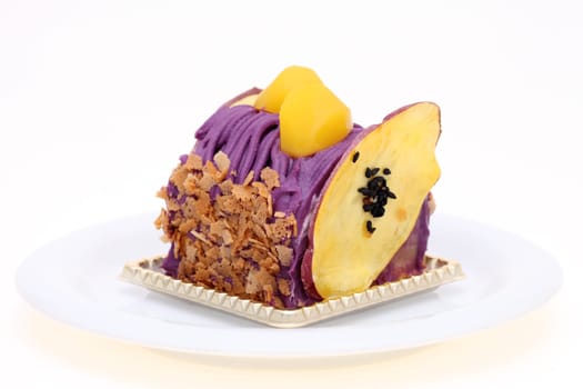 sweet potato cake on a white background