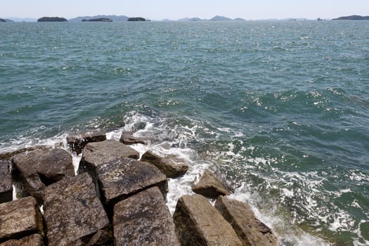 stone breakwater for protection of coast